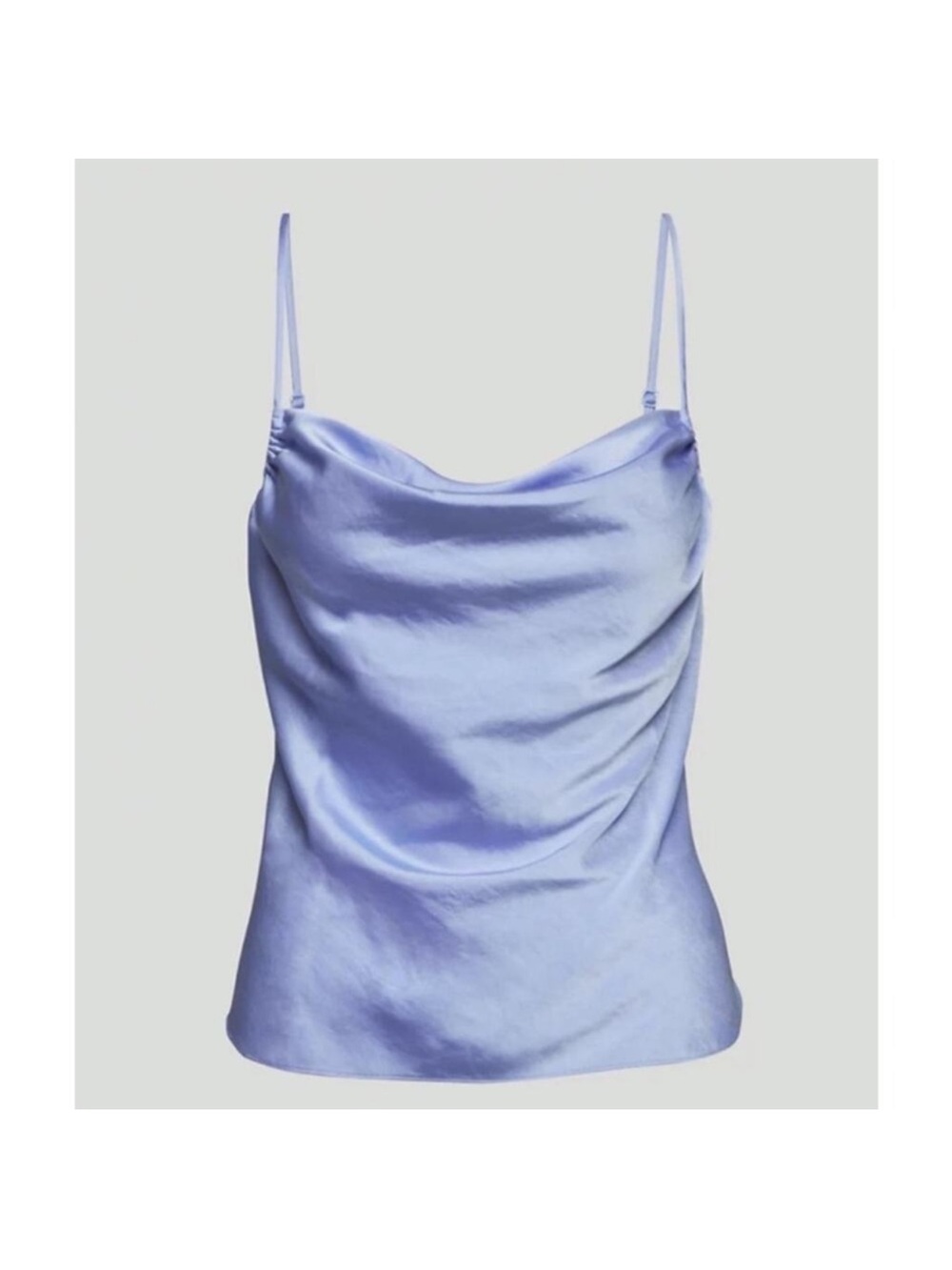 ARITZIA WILFRED Allusion Satin Periwinkle Cowl Neck Tank Top Small